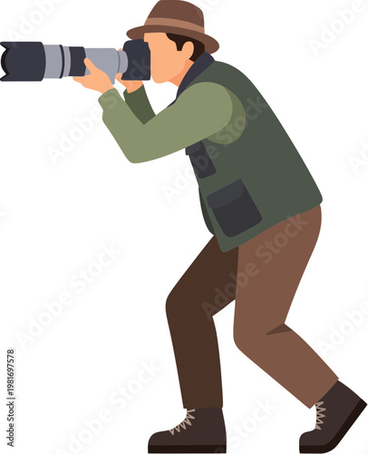 Man holding large camera lens photography.