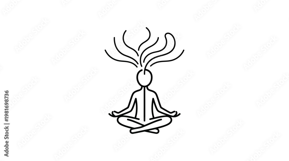 Obraz premium Meditating Person with Flowing Energy Lines Concept Art