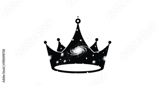 Crown silhouette filled with a celestial galaxy pattern serves as a powerful metaphor for leadership, cosmic authority, royal imagination, and the vast potential of visionary noble ambition.