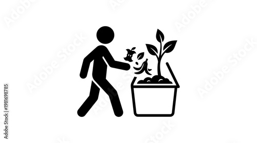 Composting Person Adding Food Scraps to Compost Bin