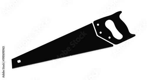 A simple black silhouette of a hand saw tool for woodworking silhouette