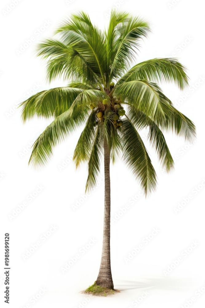 Obraz premium A coconut tree plant white background tranquility.