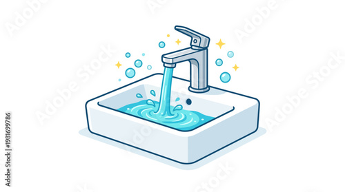 Water flowing from a faucet.