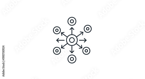 Network connection, communication, target icons, vector diagram, business concept, 8 elements
