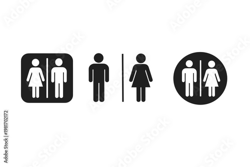 Bathroom symbols for men and women, representing a restroom sign for public places, indicating gender-specific facilities for universal access