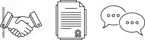 Negotiation Icon Set Concept Agreement and Communication