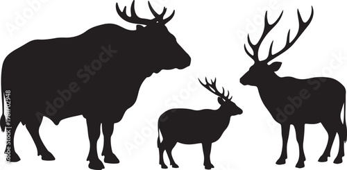 wildlife conservation animals silhouette set black