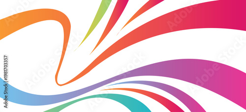 Abstract Wave Background with Flowing Colorful Ribbons, Dynamic Gradient Lines and Vibrant Rainbow Curves Creating a Modern Fluid Motion Design with Geometric Shapes