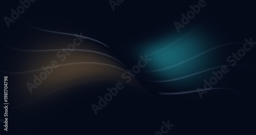 Modern abstract background with elegant flowing wave shapes and soft glowing gradients on a dark backdrop. Clean composition with central copy space makes it ideal for text, branding, UI design,