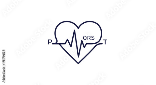 ECG Heartbeat Pulse Line Art with P QRS T Waves