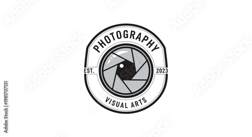 Photography Logo Emblem with Camera Aperture and Text