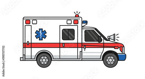 Modern Ambulance Vehicle Illustration - Emergency Medical Service Transport