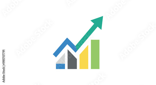 Business Growth Bar Chart Vector Illustration Featuring Rising Financial Statistics and Success Trends for Corporate Data Analysis and Marketing Performance Reports
