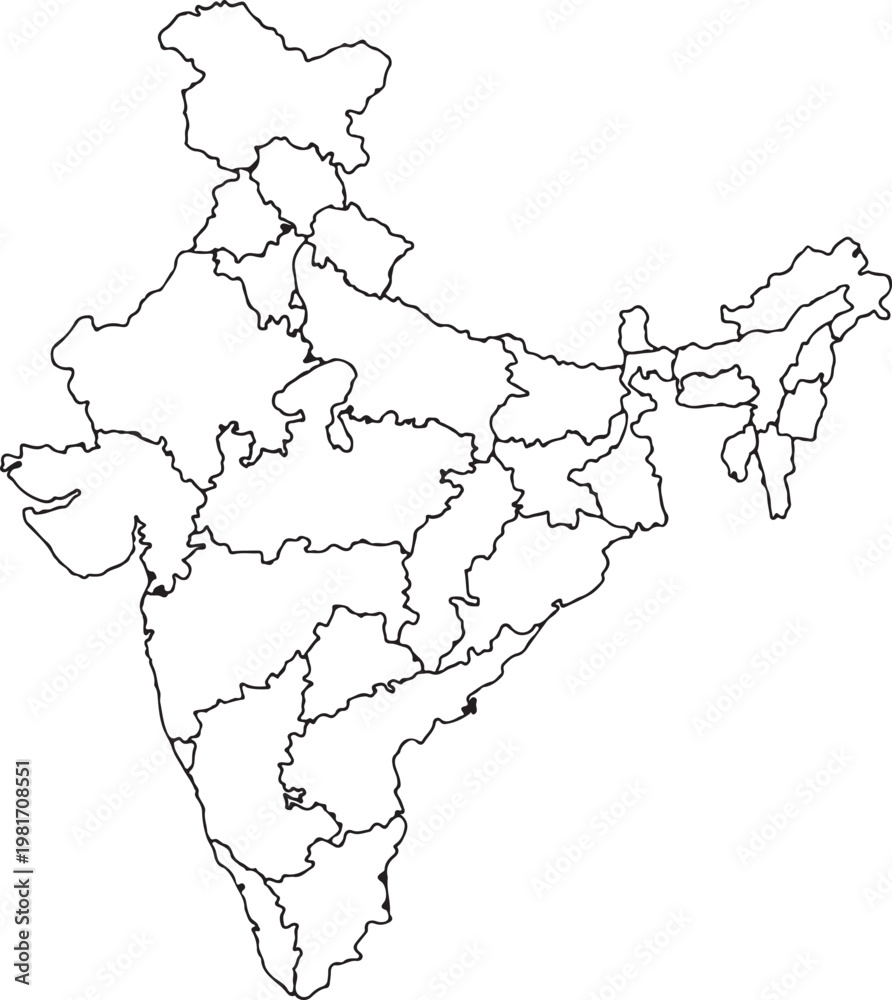 Fototapeta premium India map for design Black outline.