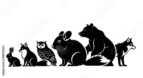 Black and White Forest Animal Silhouette Collection
