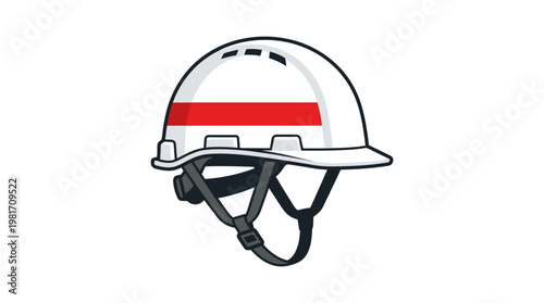 White Hard Hat with Red Stripe.