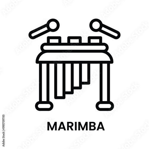 Marimba Single Icon with Simple Line Style for Design Element