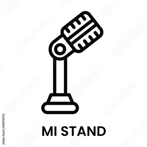 Mic Stand Single Icon with Simple Line Style for Design Element
