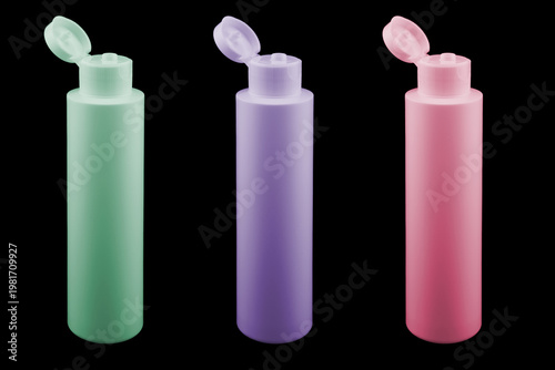 Plastic blank bottle isolated on black background. Plastic bottle isolated with clipping path. Empty space for text