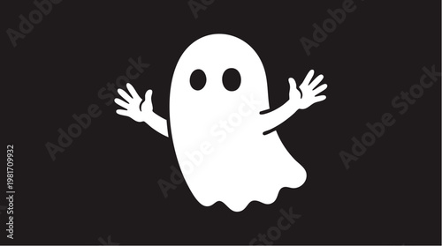 Classic White Ghost Character with Outstretched Hands