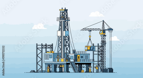 Oil Rig Construction, Offshore Platform Engineering, Industrial Cranes, Energy Sector Development