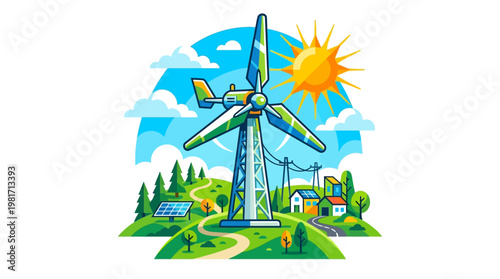 Wind turbine generating renewable energy power.
