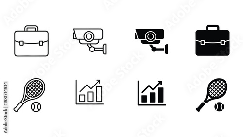 Contrast of surveillance and sports equipment with analytics charts