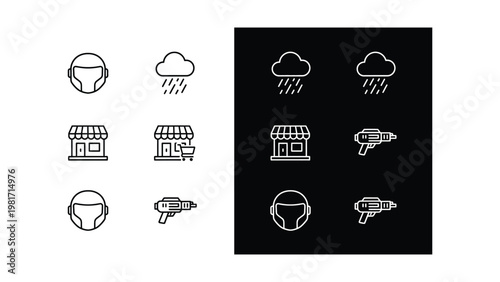 Contrast of icon sets showing positive and negative themes in daily life