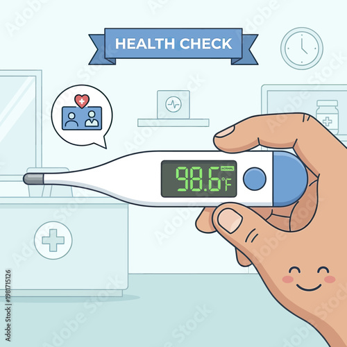 Digital thermometer in a hand 1.