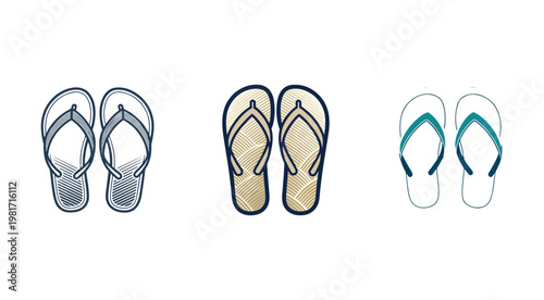 Collection of various flip flops in different designs and colors  sandals for summer and beach activities