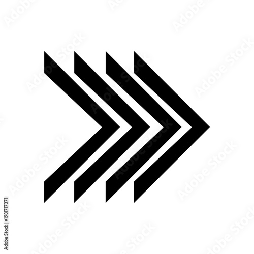 Triple Chevron Fast Forward Right Arrow Vector Icon