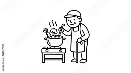 Chef Cooking Fresh Vegetables in a Pot