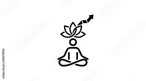 Meditating Figure with Lotus and Growth Arrow
