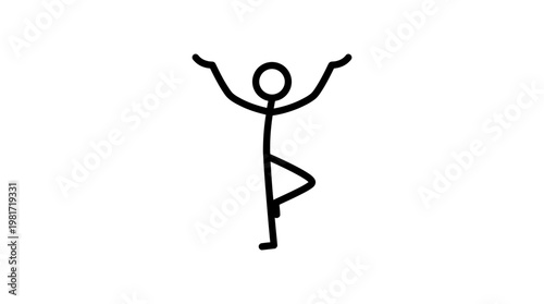Simple Stick Figure Performing Yoga's Tree Pose