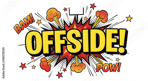 Offside! American Football Rule Violation Comic Style