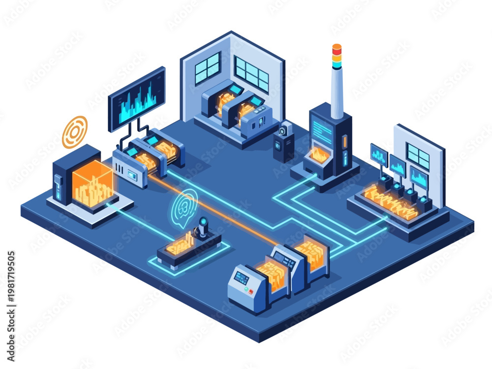 Fototapeta premium Modern automated factory production line with advanced technology.