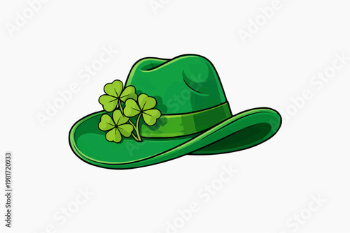 Lucky Charm: A vibrant green hat adorned with lucky shamrocks, a symbol of good fortune and Irish heritage. It's a festive emblem of St. Patrick's Day celebration.