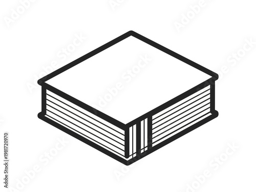 Simple Isometric Line Drawing of a Closed Book.