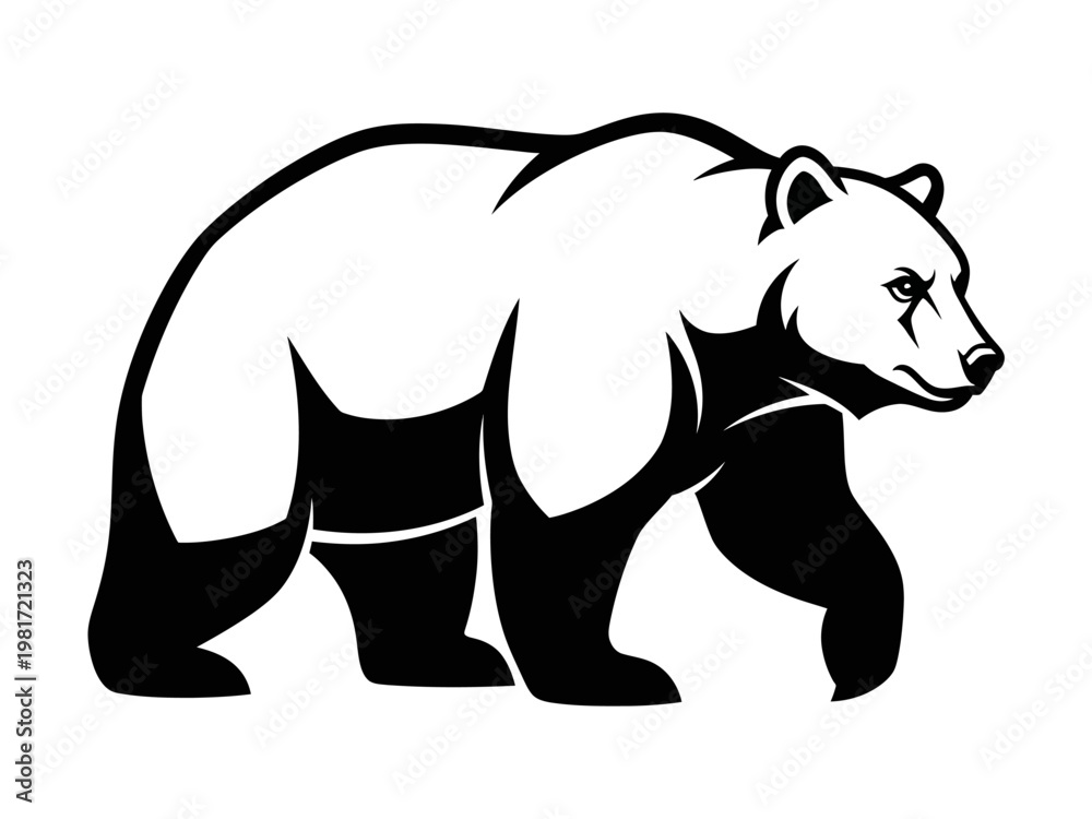 Obraz premium Stylized Black and White Illustration of a Powerful Bear.