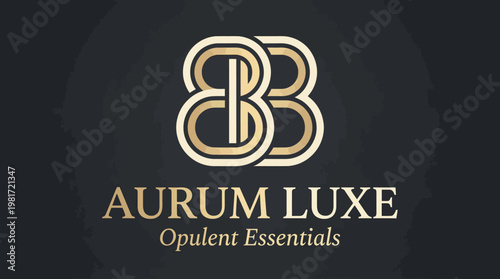 A sophisticated logo showcasing the initials 'BB' intertwined with luxury aesthetics, combined with the name 'AURUM LUXE' emphasizing opulence and elegance.