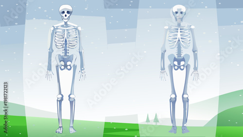 Skeleton Proportion Guide Scene Vector Illustrati