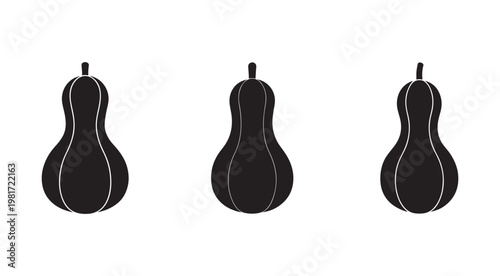 Three black guitar bodies with white outlines on white background  musical instruments for illustration and design