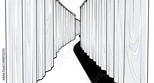 Abstract illustration of a winding path between two parallel walls.