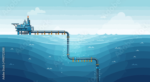 Offshore Oil Rig and Underwater Pipeline System, Energy Production