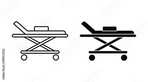 Medical stretcher icon set two variations of a hospital gurney for patient transport and emergency care