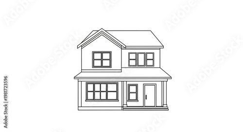 Architectural drawing of a two story house exterior.