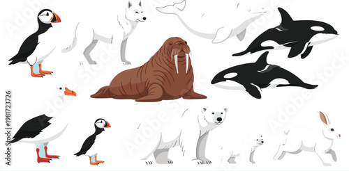 Cute Animal Characters Reading Books Vector Set Featuring Sloth Panda Hedgehog Koala Tiger Lion and Fox for Childrens Education and School Library Designs