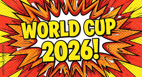 World Cup 2026 Explosive Comic Book Style Text Banner