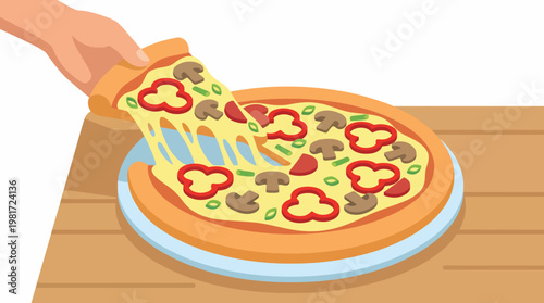 An appetizing image of a fresh pizza with cheese, mushrooms, and pepperoni, ideal for restaurants, food blogs, and culinary promotions focusing on tasty dishes.