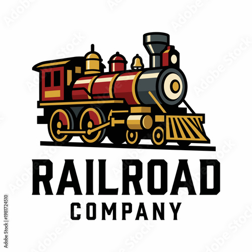 An elegant logo design of a classic railroad steam engine, encapsulating the nostalgia and history of train travel with a touch of sophistication and artistry.